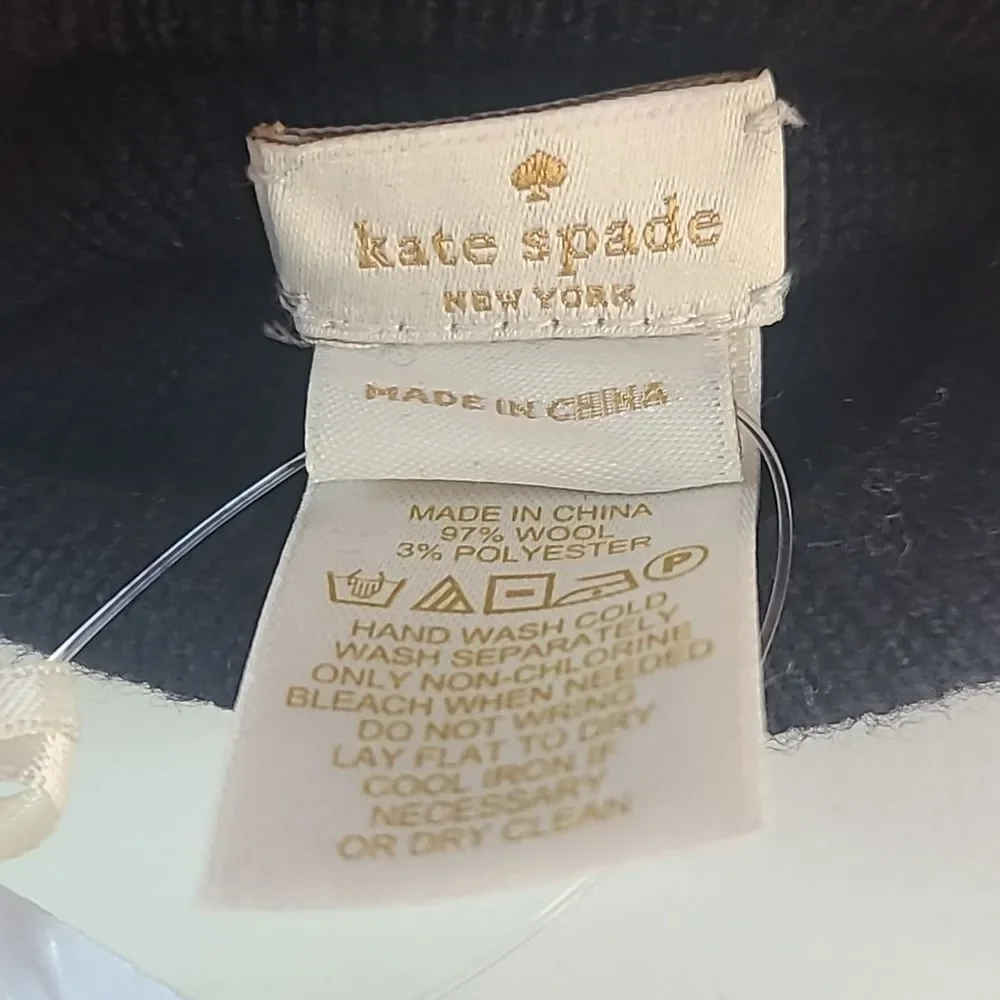 Kate Spade Embellished Gold Studs Tech Friendly Wool BlendGloves Black